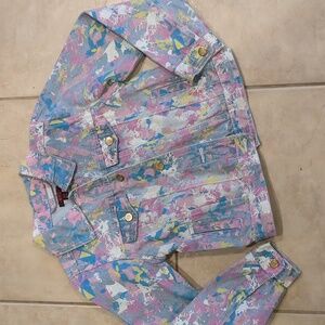 NYC Kids Paint Splash Denim Jacket Size 10/12